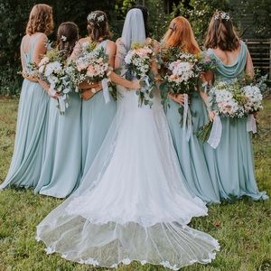 FLORAL APPLIQUE AND BEAD SCALLOPED CATHEDRAL VEIL